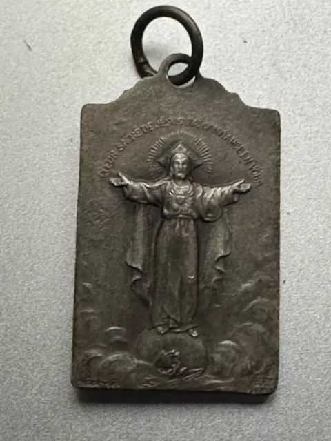 Antique French Religious Silver medal Coeur Sacre de JesusJ'ai Confiance en vous 2