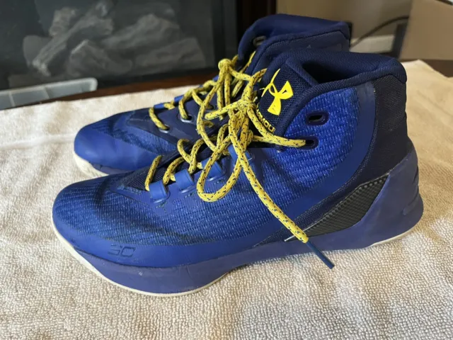 Under Armour Curry 3 Basketball Shoes Royal Blue/Yellow Kids Size 6.5Y