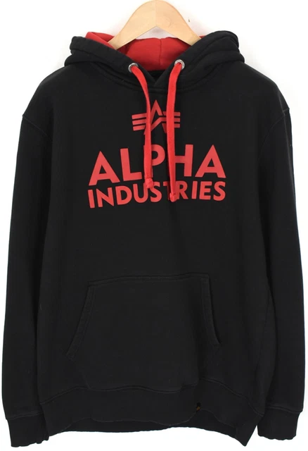 Alpha Industries Felpa con Cappuccio Uomo 2XL Pullover Canguro Tasca Nero