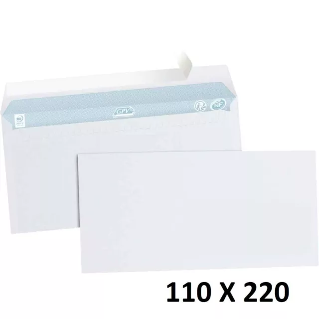 10X Enveloppe Blanches Courrier Auto-Adhésives 110x220mm 11x22cm DL SF