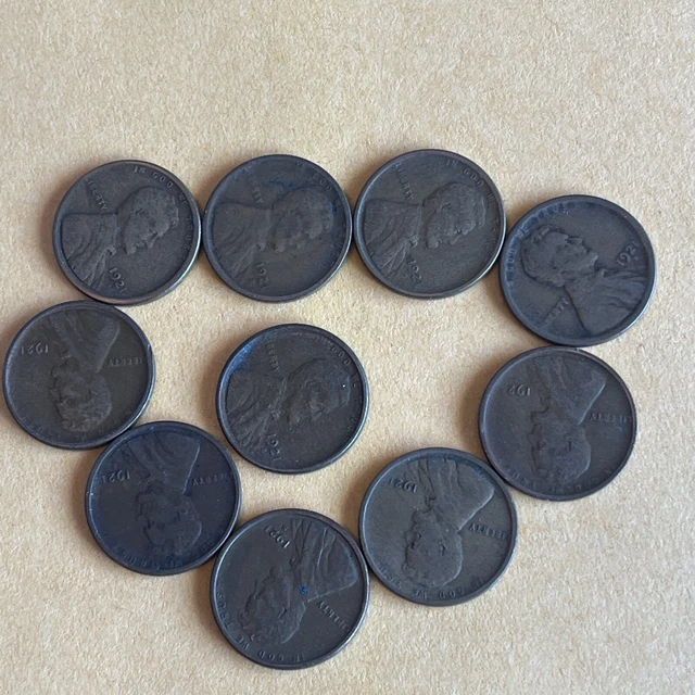 (Lot of 10) 1921-S Lincoln Wheat Cent Penny (VF - Very Fine) - Old U.S. Coins