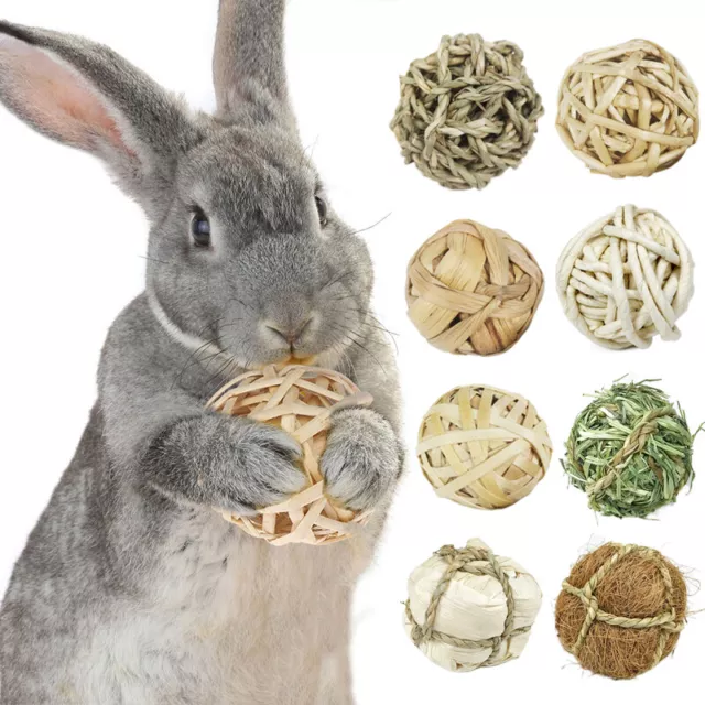 Small Pet Chew Toy Hamster Rabbit Guinea Pig Natural Grass Straw Woven Ball 7cm