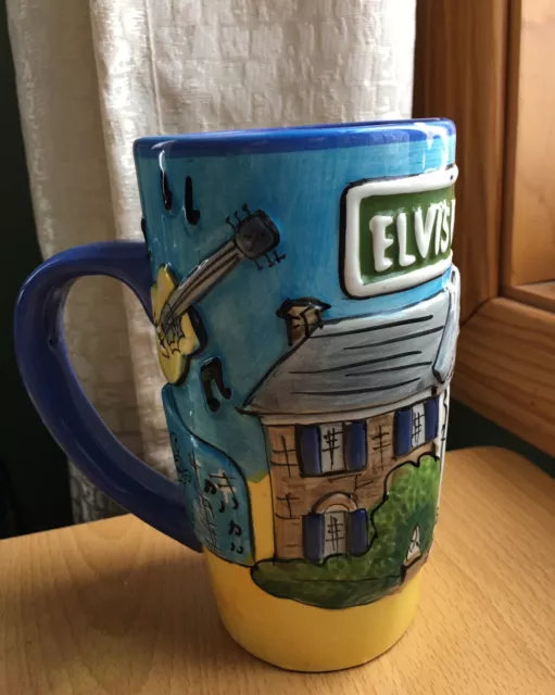 Elvis Presley Blvd. 3-D~Hand Painted~Tall Coffee Mug