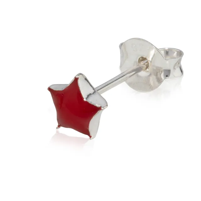 Einzelohrstecker rote Stern 5mm Silber 925 Sternchen Amulett kleine Ohrring