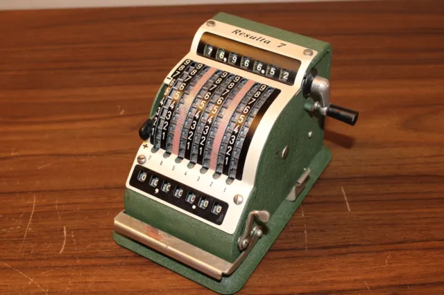 Vintage Resulta 7 Mechanical Adding Machine Calculator, West Germany, Works!