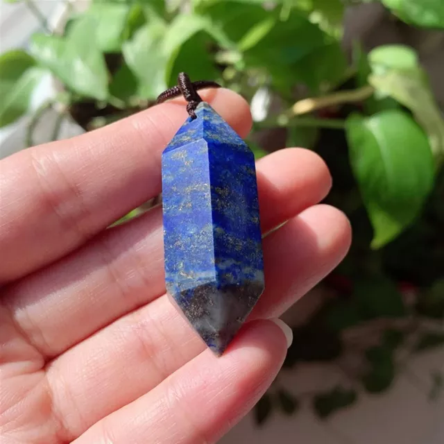 Natural Lapis Lazuli Stone Pendant Blue Gemstone Crystal Point Necklace