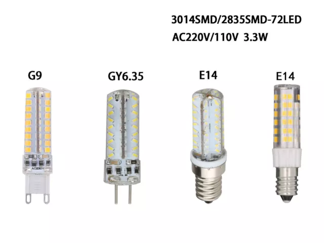 G9 E14 GY6.35 3W 72SMD 3014 110V 220V LED Mais Lampen Glühbirne Leuchte Birne