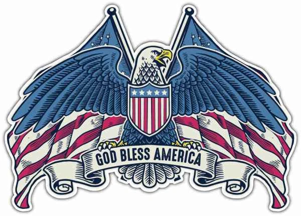 God Bless America USA Patriotic Eagle Flag Car Bumper Vinyl Sticker Decal 5"X4"