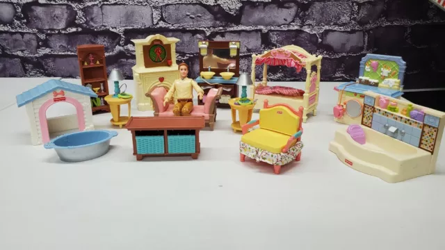 FISHER PRICE LOVING Family Dollhouse Furniture Lot 14 Pieces One