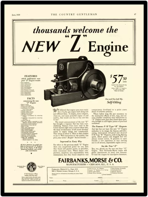 1929 Fairbanks Morse Engines New Metal Sign: Z Engine Featured
