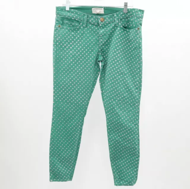 Current/Elliott Skinny Jeans The Stiletto Womens W29 L28 Green Polka Dots Ankle