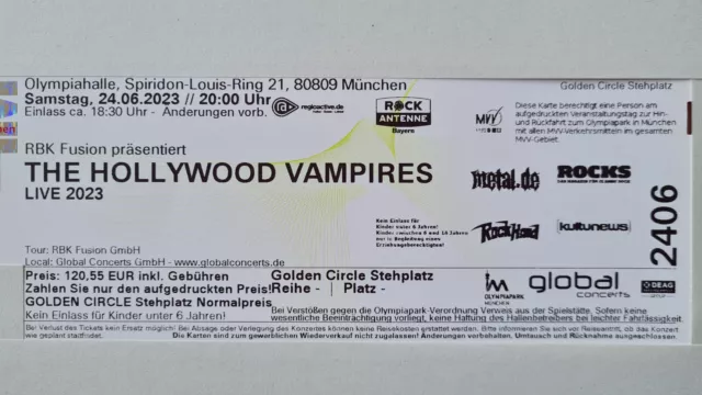Hollywood Vampires 24.06.2023 Monaco di Baviera - fronte palcoscenico - cerchio d'oro