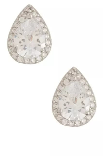 Nordstrom Rack Womens Pave Cubic Zirconia Teardrop Stud Earrings J1338