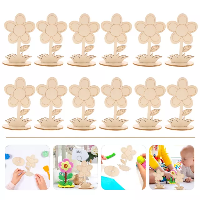 12pcs Unfinished Wooden Flower Cutouts for DIY Spring Decor-