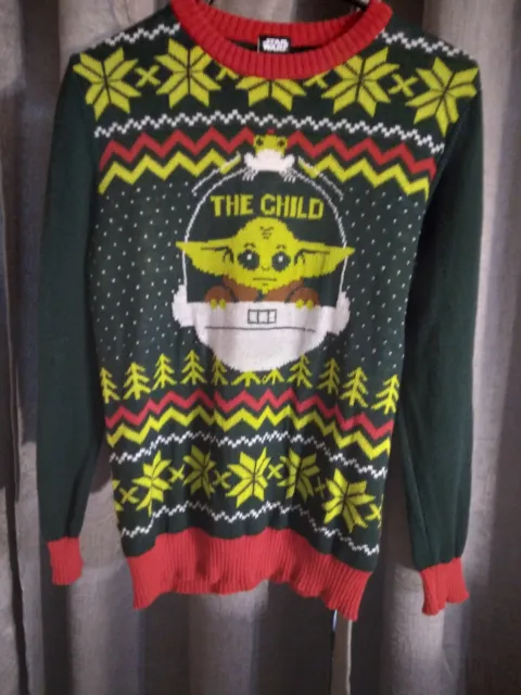 Star Wars Grogu Ugly Christmas Sweater Youth Xl Extra Large The Child C23