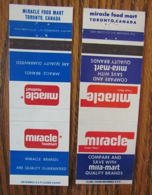 Miracle Foodmart Supermarket (Toronto, Ontario) (2 Matchbook Matchcovers) -F9