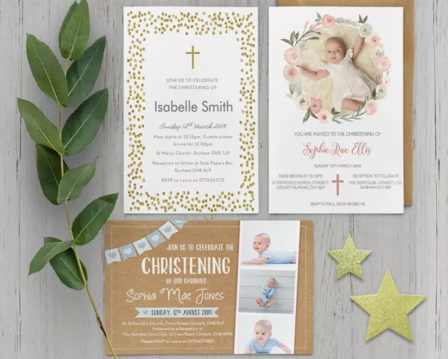 Personalised Photo Boy / Girl Christening / Baptism / Naming day invitation (R1)
