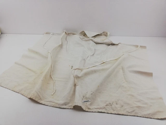 Leinen Schürze weiß Tasche mit Bändern B:100cm alt antik #228801