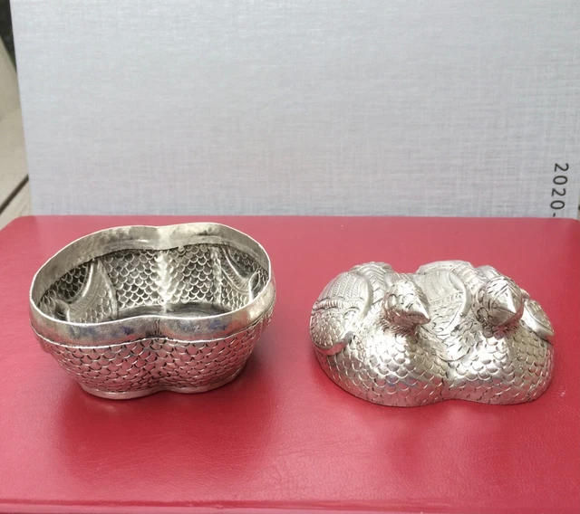 Cambodian Betel Nut Box modelled as a pair of Birds - Repousse work