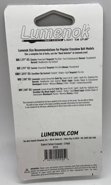Burt Coyote Lumenok HD Orange Lighted Nock Easton Carbon Crescent ECC3 - 3 Pack 2