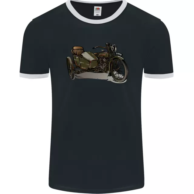 T-shirt Ringer Moto e Sidecar Biker Motociclo Uomo FotoL