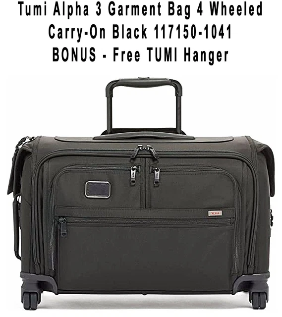 Tumi Alpha 3 Garment Bag 4 Wheeled Carry-On BONUS TUMI Hanger Black  117150-1041