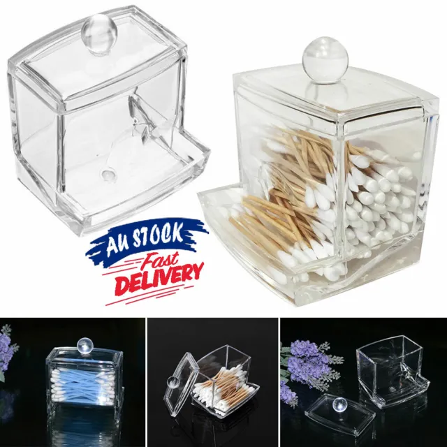 Clear Acrylic Cotton Swab  Bud Holder  Box Container Case Organizer Makeup