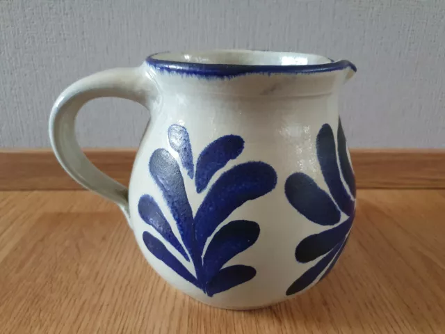 Steingut grau blau Salzglasur Kanne Krug Karaffe Westerwald Keramik Vase ?