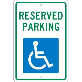 Aluminum Sign - Reserved Parking Handicapped Logo - .063" Thick, TM87H National