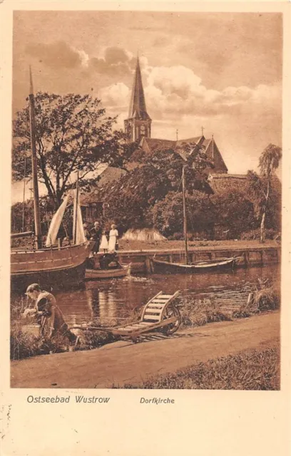 715746) AK Dorfkirche Ostseebad Wustrow Mecklenburg gelaufen 1927