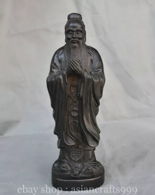 16" Seltene alte chinesische Kupfer Dynastie Palast Konfuzius Kong Zi Skulptur
