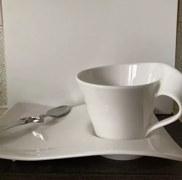 Villeroy & Boch New Wave Cafe au Lait  Coffee Mug & Snack Plate + Teaspoon