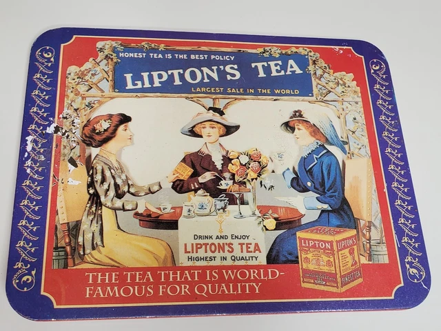 Vintage Lipton’s Tea Advertising Tin Metal Wall Plaque Sign Decor 8.5”x6.5”