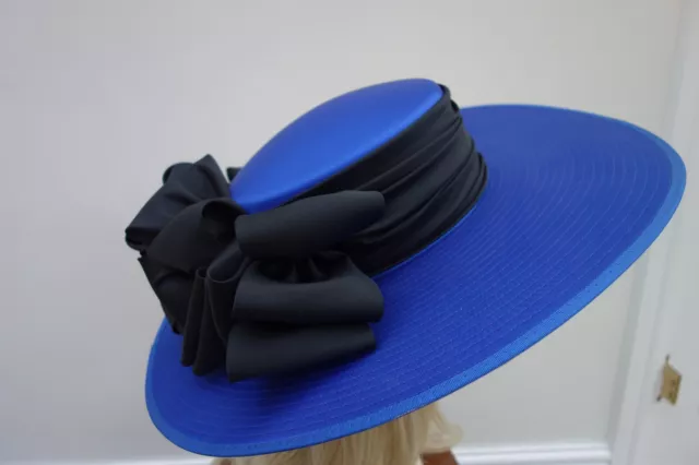 Fabulous Genevieve Louis By Nigel Rayment Royal Blue & Black  Formal  Hat, vgc