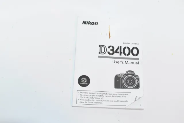 Nikon Camera Manual For Nikon D3400.