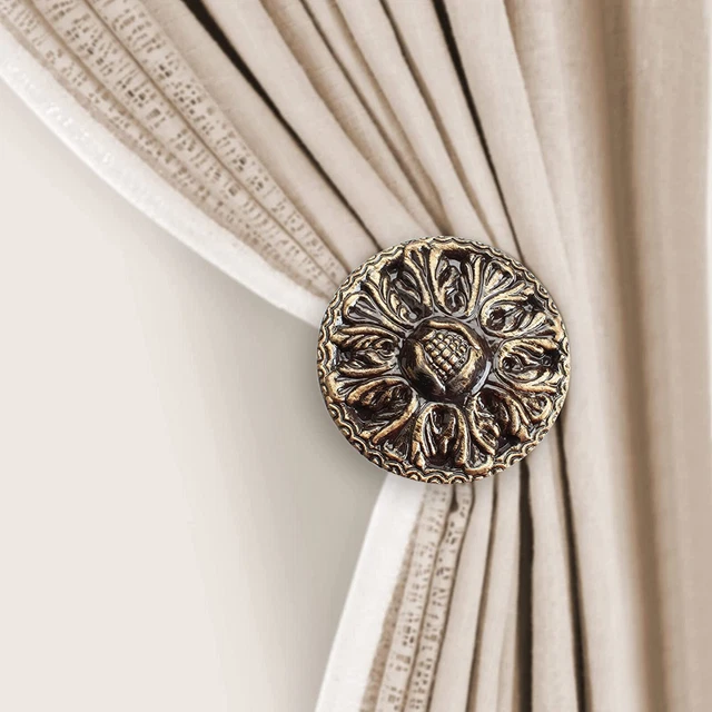 Beautiful Mounted Metal Drapery Hook Curtain Holders Gold Matt for Door set of 2 3