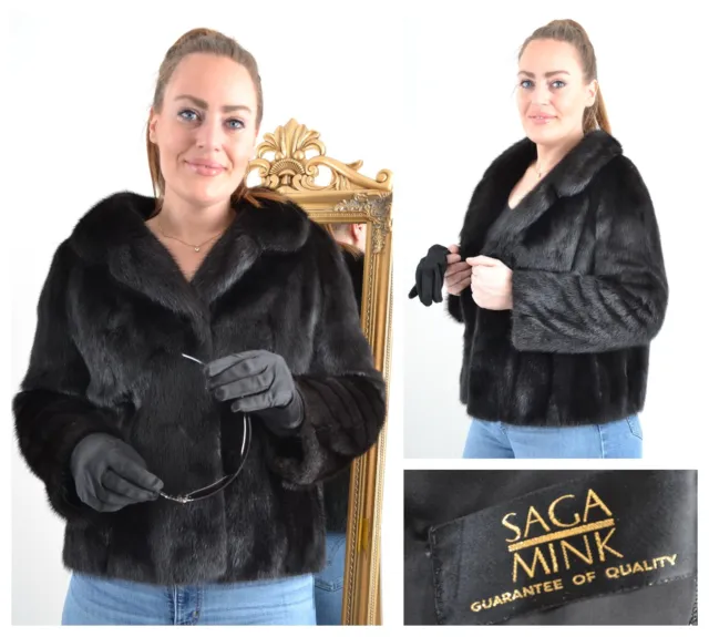 Us4819 Real Saga Mink Fur Jacket Ranch Mink Coat Size Xl - Nerzjacke Pelliccia