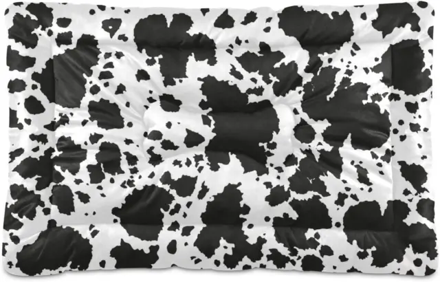 Qilmy Cow Print Dog Bed Cat Pet Crate Mattress Non-Slip Soft 36x24in