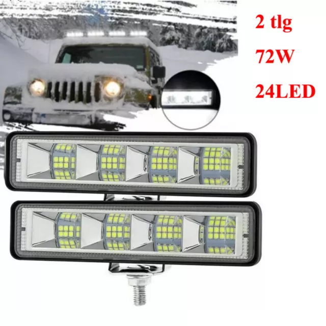 2X 72W LED Arbeitsscheinwerfer Auto Offroad SUV Light bar Lichtbalken 12V 24V DE