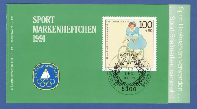 BRD Sport-Markenheftchen 1991, Radfahren, Fahrrad, mit Farbsonderdruck