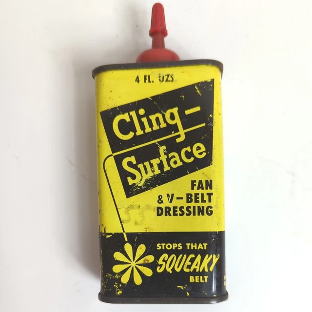 VINTAGE ORIGINAL ADV Tin Can Gas and Oil ClingSurface Fan & Belt