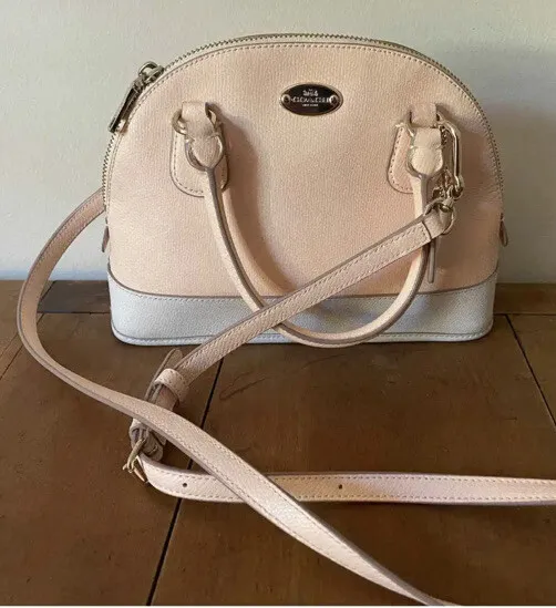 Coach Mini Cora Dome Satchel, Peach and Cream, Excellent Condition