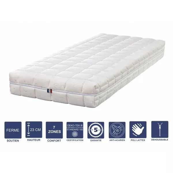 Matelas Mémoire de Forme - 23 cm Ferme + Oreiller Visco - Déhoussable Housse Lav