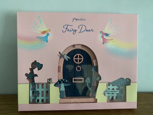 Paperchase Cute Fairy Door & Accessories Age 3+ Blue Grey Pink 3 Piece Magical