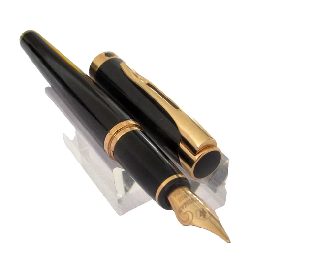 Stylo Plume Waterman Charleston Prestige - Plume Or 18K, Couleur Noir, Occasion Très Bon état