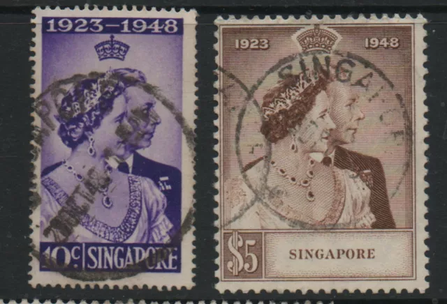 Singapore 1948 Royal Silver wedding fine used set of stamps