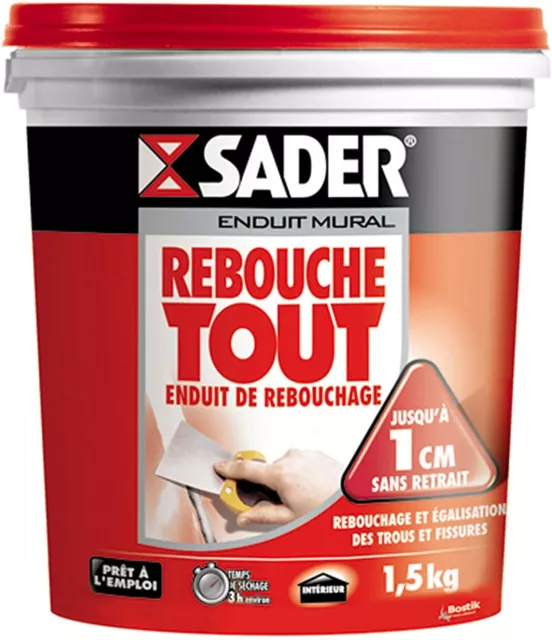 Sader Rebouche tout - Enduit de rebouchage Pâte - Pot 1.5kg