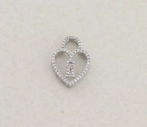 Pendant Only 10k White Gold .25 Carat Diamond Key Heart Pendant