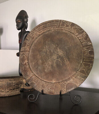 Fabulous*African Yoruba Tray West African Divination*Carved Design*Patina Wood