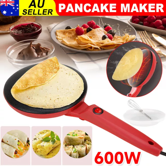 600W Pancake Maker Kit Crepe Cooker Electric Non-Stick Baking Frying Pan Griddle